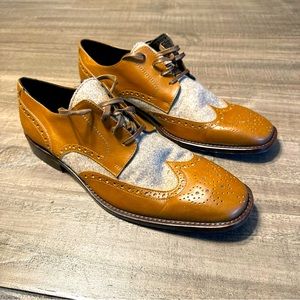 Vero Cuoio Paul Fredrick Leather Lace Up Wingtip Dress Shoes US 8.5 M Italy